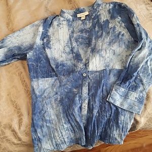 Gorgeous batik/embroidered dressbarn 3/4 sleeve